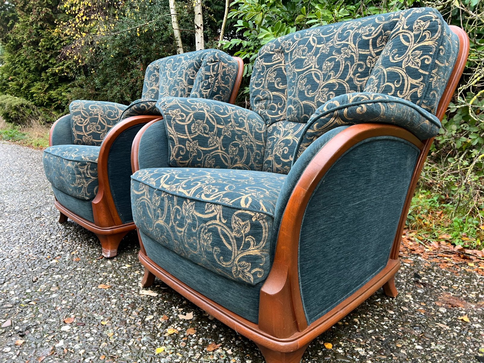 Jugendstil  kersenhout Fauteuils met bank, Huis en Inrichting, Banken | Complete zithoeken, Gebruikt, Hout, Ophalen