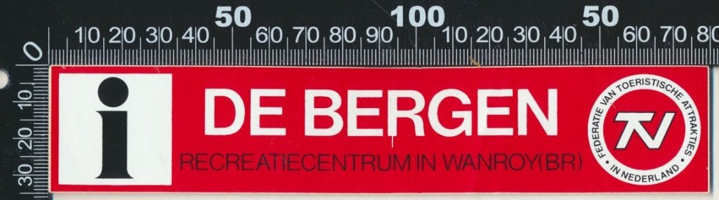 Sticker: Recreatiecentrum en Camping De Bergen - Wanroij (2), Verzamelen, Ophalen of Verzenden, Zo goed als nieuw, Bedrijf of Vereniging