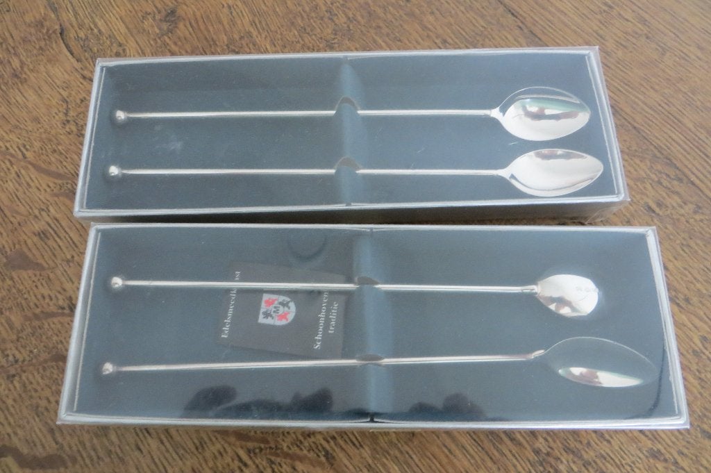 4 verzilverde longdrink / latte lepeltjes van Schoonhoven, Ophalen of Verzenden