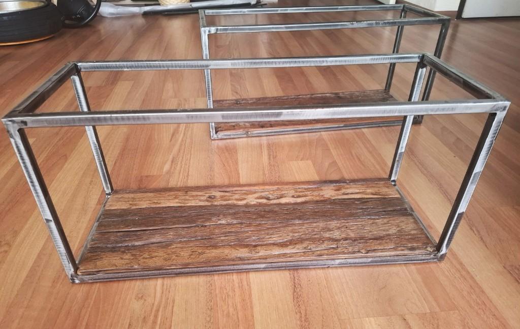 Wandplank metaal en hout, Ophalen, Zo goed als nieuw