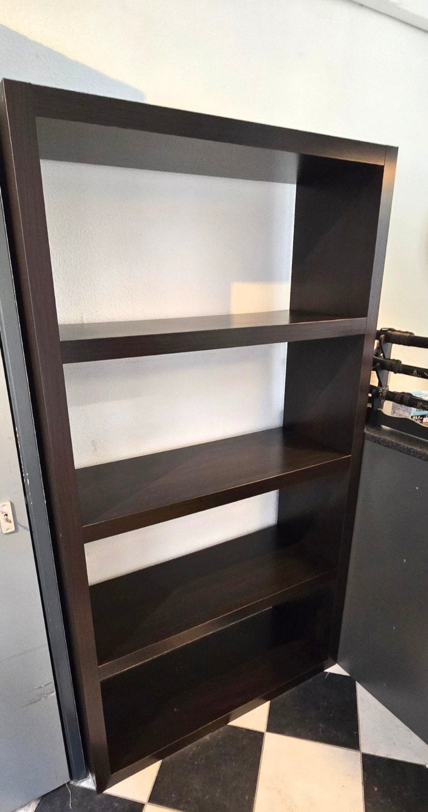 Ikea kast - Donkerbruine boekenkast met 4 planken, Ophalen, Met plank(en), 200 cm of meer, 50 tot 100 cm