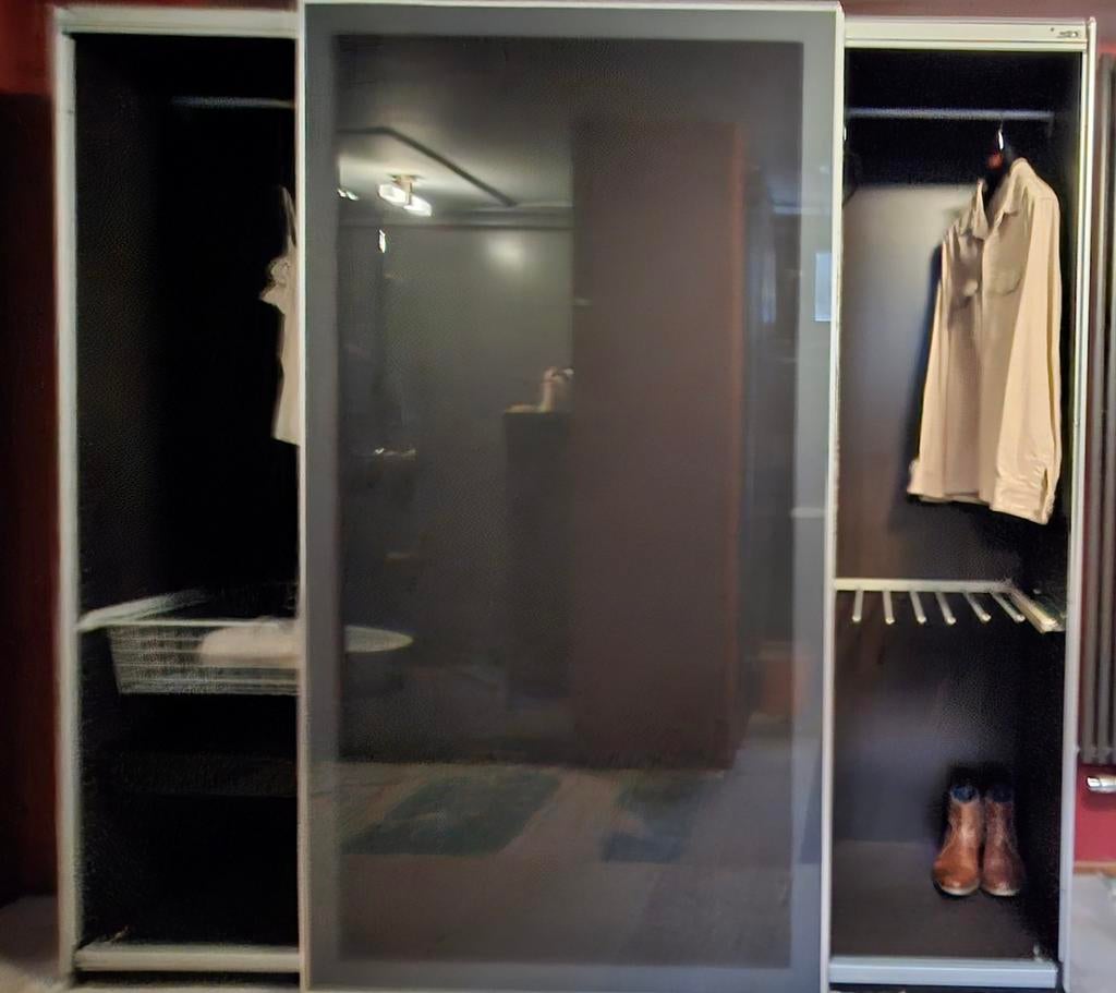 Ikea Pax kast met glazen schuifdeuren, 200 cm of meer, 200 cm of meer, Modern, 50 tot 75 cm