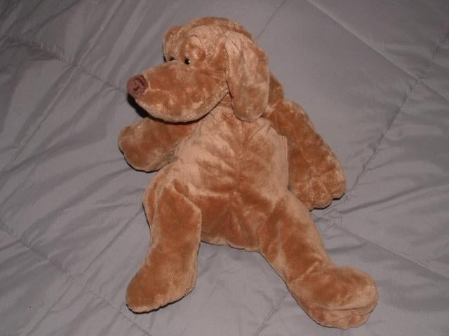 HAPPY HORSE HOND VELOURS LICHTBRUIN MET DONKERBRU, Kinderen en Baby's, Speelgoed | Knuffels en Pluche, Ophalen of Verzenden, Nieuw