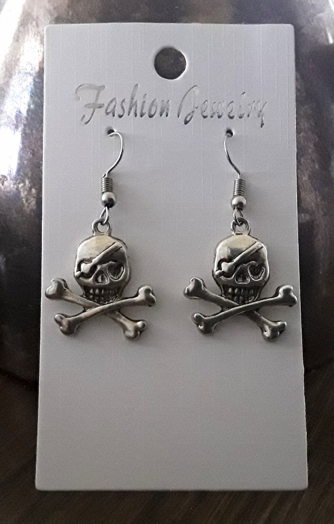 Oorbellen doodskop, doodshoofd, skull, hardrock, Overige materialen, Hangers, Nieuw, Ophalen of Verzenden