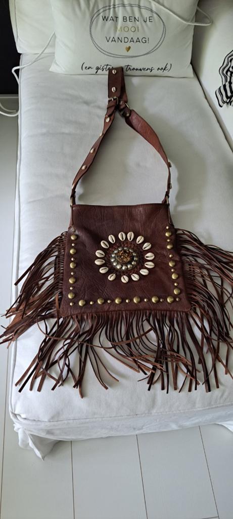 Leren tas Ibiza stijl, Ophalen of Verzenden, Zo goed als nieuw, Bruin, Schoudertasje