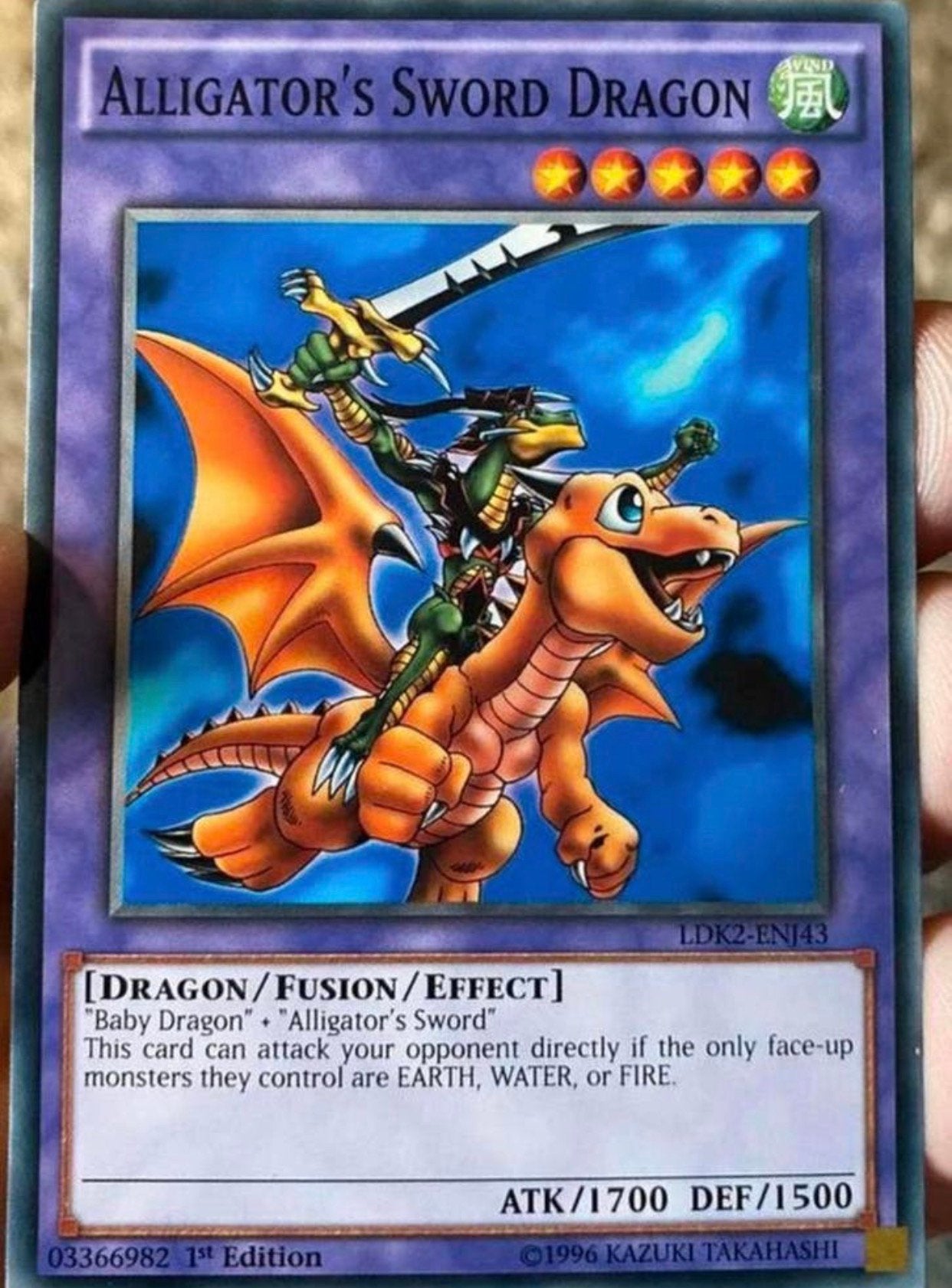 Yu-Gi-Oh! Alligator’s Sword Dragon LDK2 1st Edition !, Hobby en Vrije tijd, Ophalen of Verzenden, Zo goed als nieuw, Losse kaart