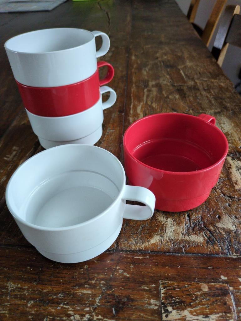 Vintage Mepal soepkommen rood/wit, Ophalen of Verzenden