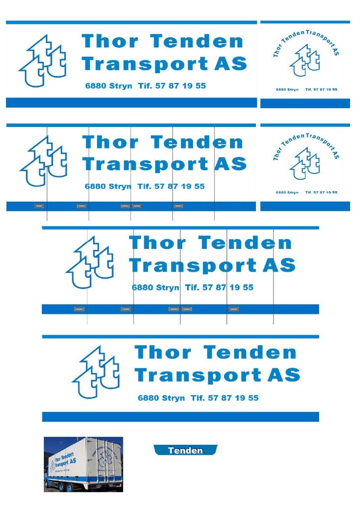 Vrachtauto decal 1:50 Thor Tenden Noorwegen ( combi ) type 1, Hobby en Vrije tijd, Modelauto's | 1:50, Verzenden, Nieuw, Bus of Vrachtwagen