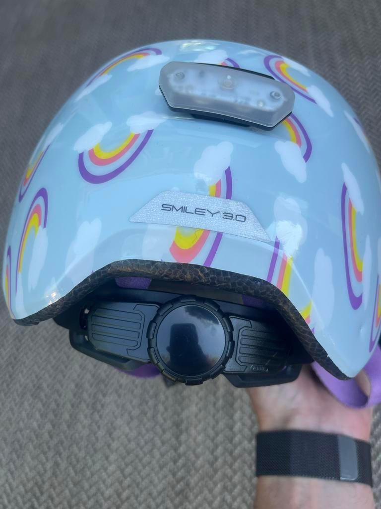 ABUS Smiley 3.0 LED kinderfietshelm - Regenbogen, Ophalen, Zo goed als nieuw, Overige maten, Jongen of Meisje