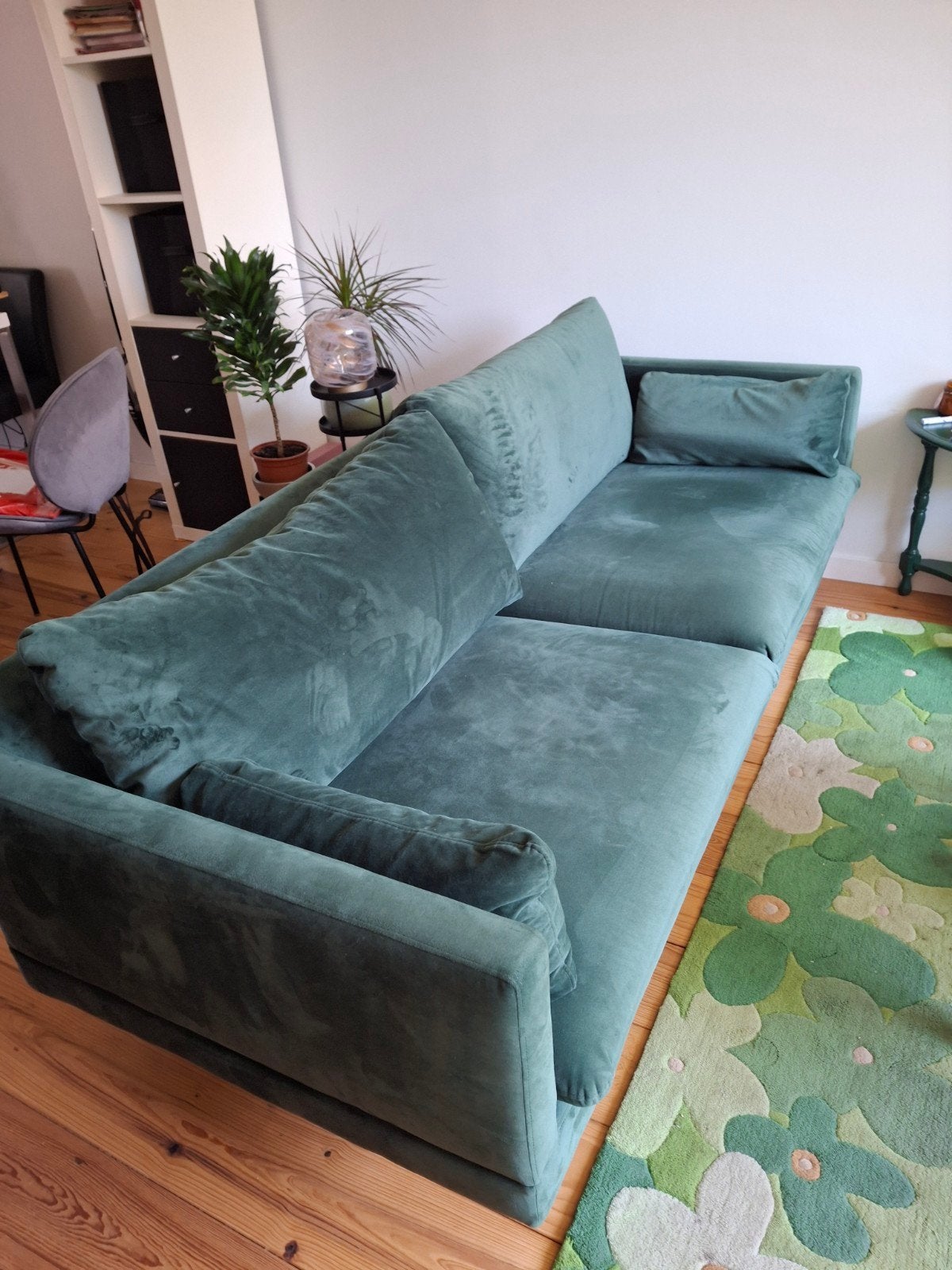 Groene velvet bank, Huis en Inrichting, Banken | Sofa's en Chaises Longues, Verzenden