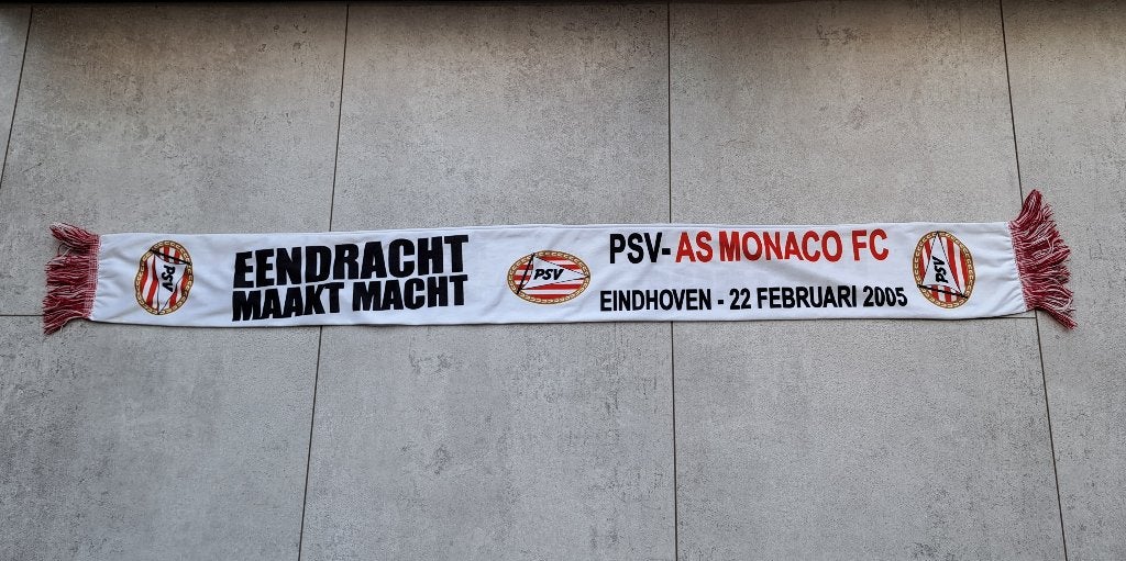 sjaal PSV - Monaco, Verzamelen, Ophalen of Verzenden, Zo goed als nieuw, PSV, Vaantje of Sjaal