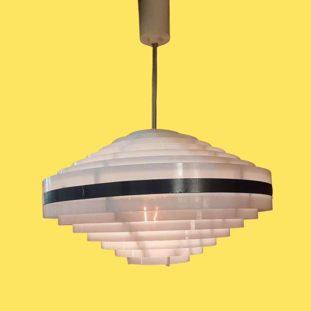 Vintage hanglamp UFO jaren 70 space age, Kunststof, Gebruikt, ,, Ophalen of Verzenden