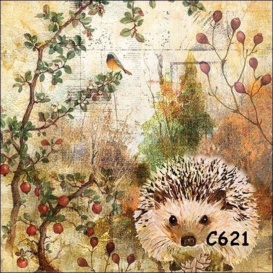 Servetten decoupage/bullet journal – egel C621, Verzenden, Nieuw