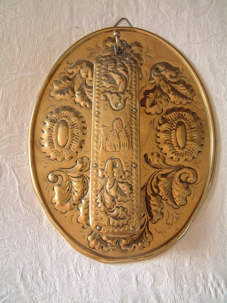 Antiek koperen koper borstelhanger Bouke Haringa 1914-1958, Ophalen of Verzenden, Koper