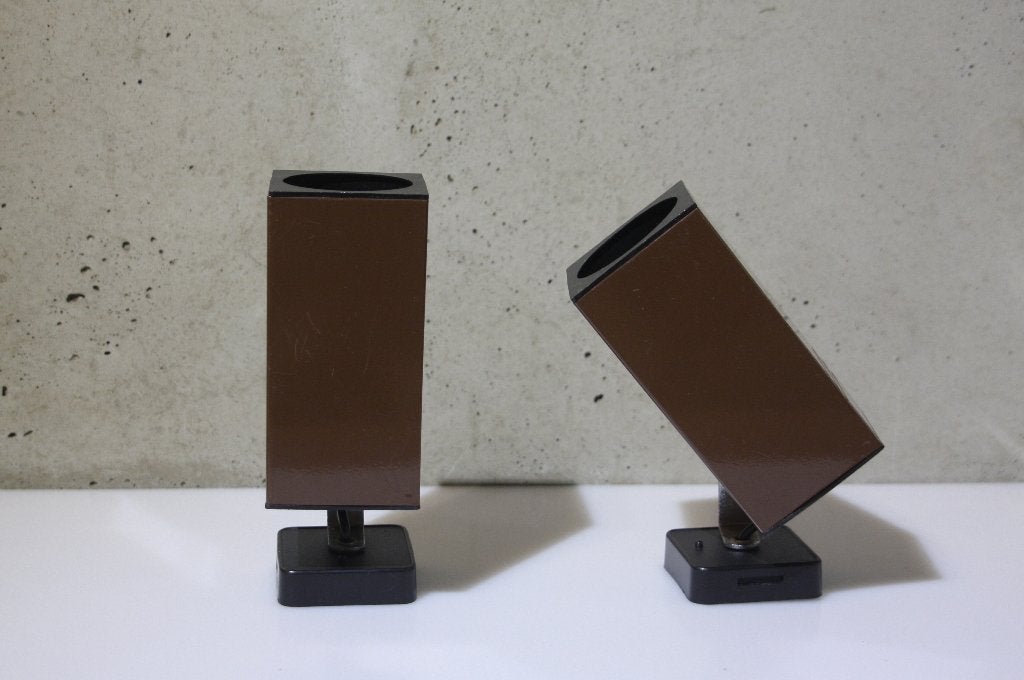 2 Wandlampjes - Vierkant - 1980's - Bruin, Bruin, Overige merken, Wandlamp, Kunststof