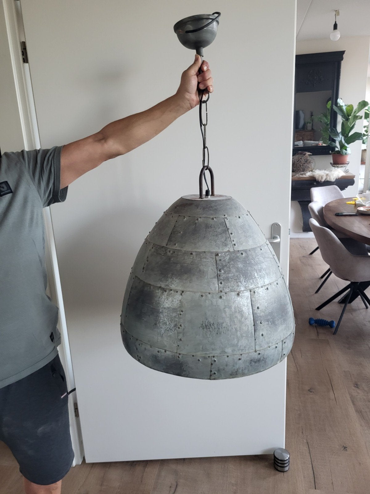 Blikvanger. Mooie industrieële hanglanp, Huis en Inrichting, Lampen | Hanglampen, Ophalen of Verzenden
