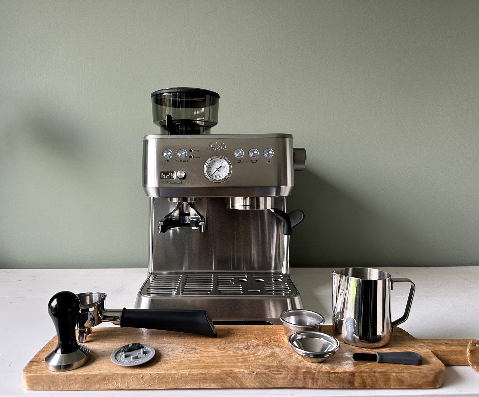 Solis Grind Infuse Perfetta 1019 RVS, Witgoed en Apparatuur, Ophalen, Espresso apparaat, Zo goed als nieuw, Afneembaar waterreservoir