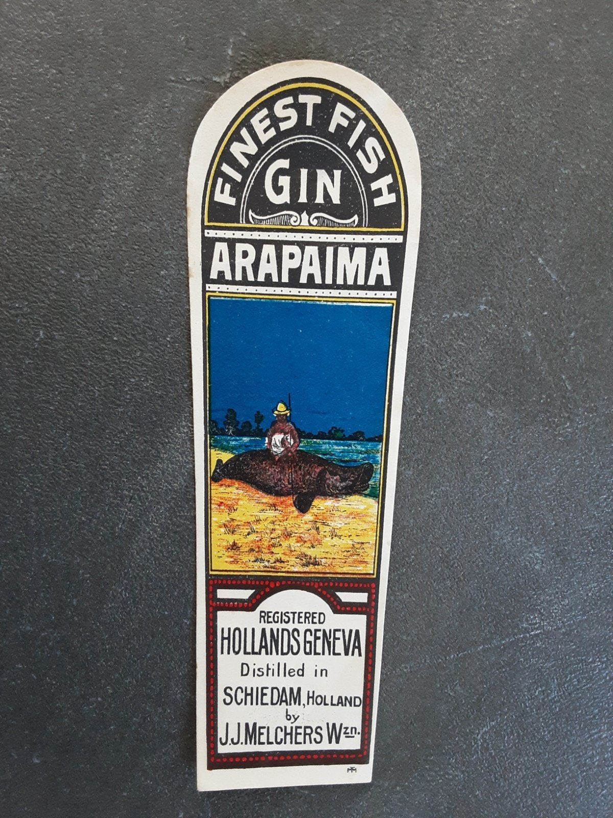 sluitzegel etiket genever fish gin J. Melchers Schiedam, Verzamelen, Ophalen of Verzenden, Gebruikt