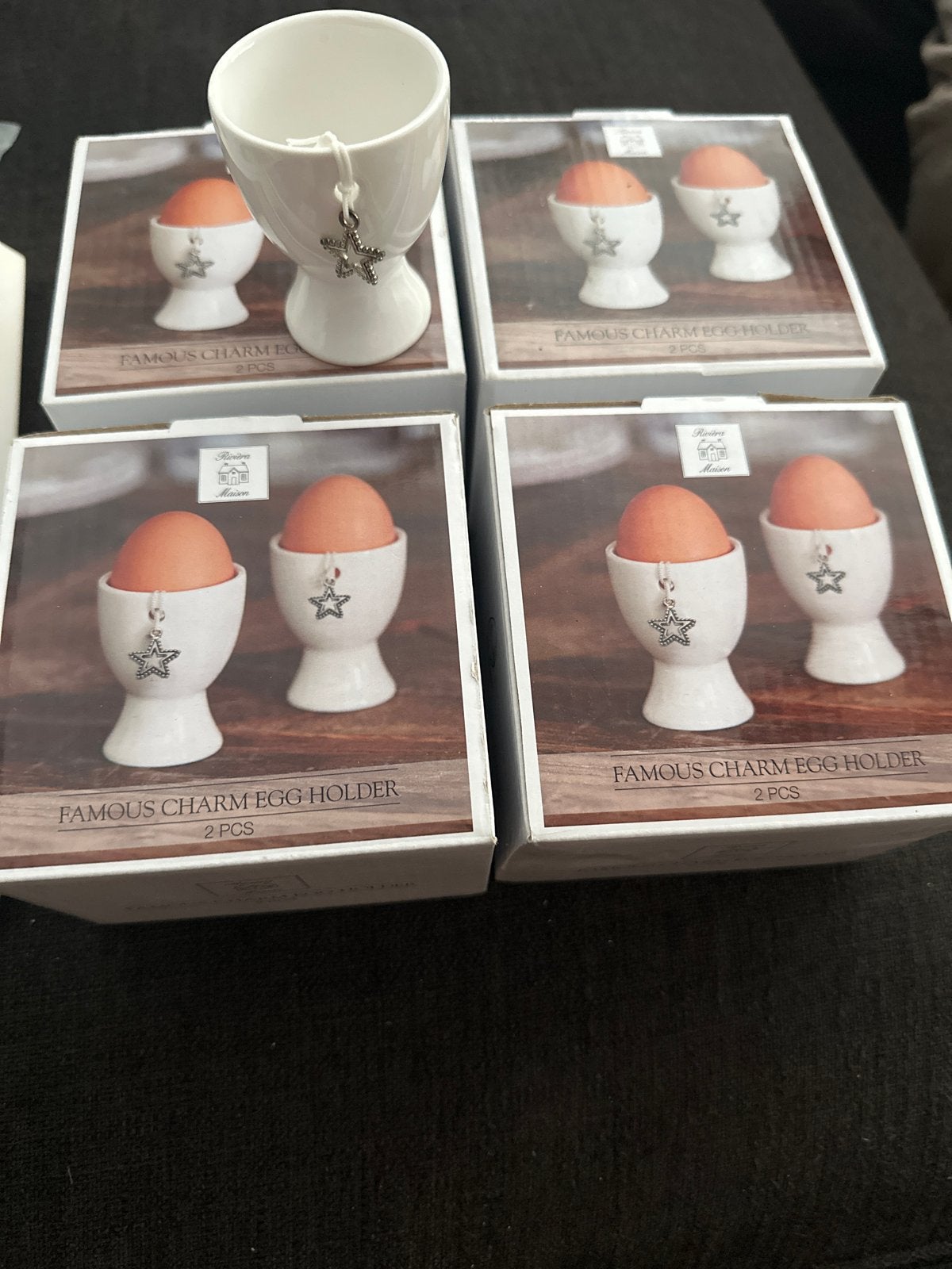 Nieuwe Riviera Maison Famous Charm Eierdopjes (2), Overige typen, Nieuw, Ophalen of Verzenden, Steen/keramiek