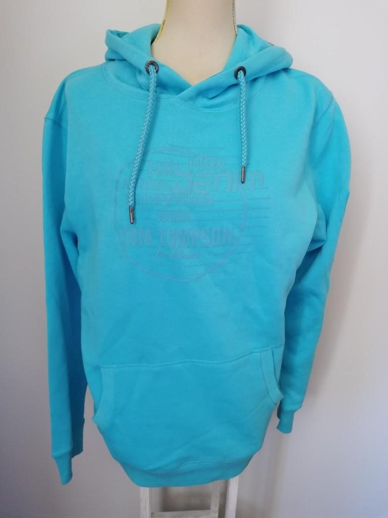 TRENDY en MOOIE aquablauwe hoodie van TOM TOMPSON mt. XL, Blauw, Ophalen of Verzenden, Tom Tompson, Maat 56/58 (XL)