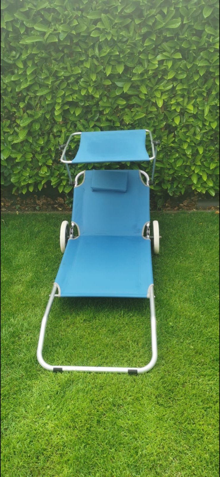 3 Opvouwbaar strandbedden met wielen en zonnekap, Tuin en Terras, Ophalen, Zo goed als nieuw, Aluminium, Inklapbaar