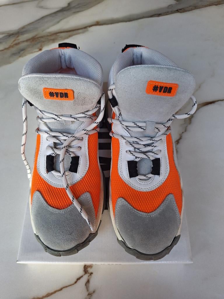 VDR leren Sneakers Oranje/Grijs/Wit - Maat 38, Nieuw, Oranje, Sneakers of Gympen, VDR