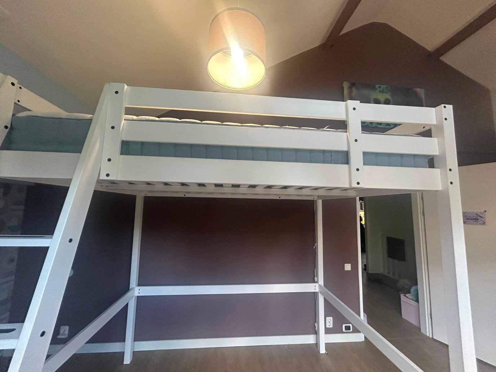 IKEA STORÅ hoogslaper, wit gebeitst, 140x200 cm, Huis en Inrichting, Slaapkamer | Bedden, Ophalen, Gebruikt, Wit, Tweepersoons