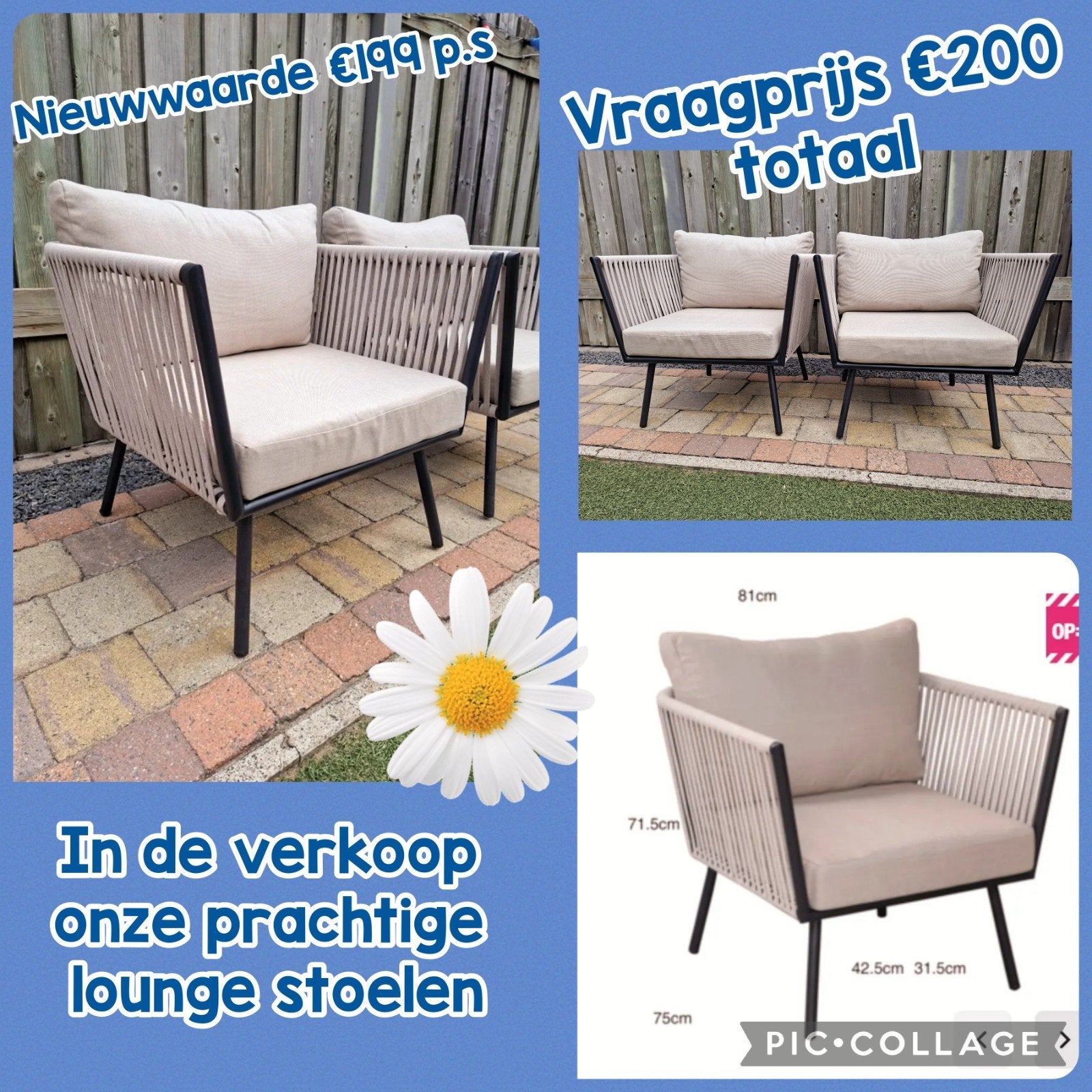prachtige loungestoelen, Ophalen, Zo goed als nieuw, Stoel, 2 zitplaatsen