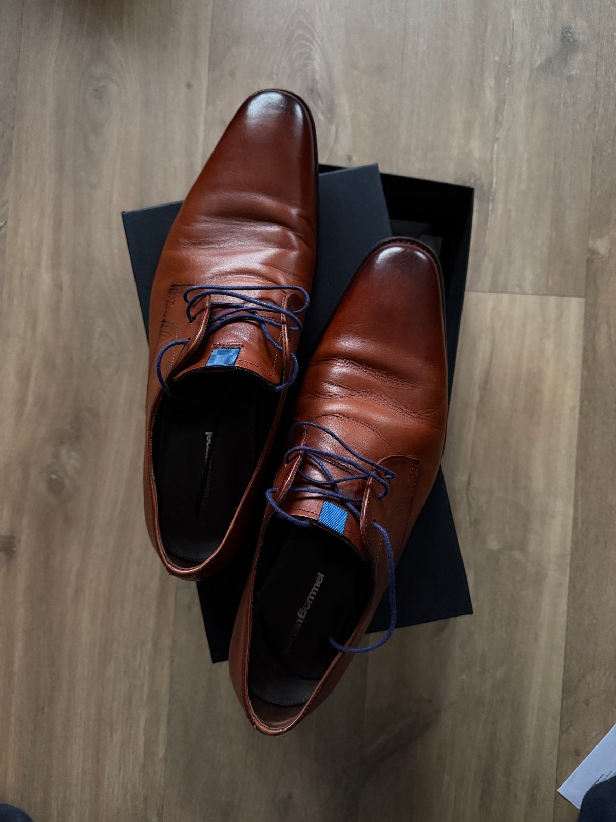 Floris van Bommel herenschoenen maat 8,5 H - Cognac kalf., Kleding | Heren, Ophalen, Zo goed als nieuw, Bruin, Veterschoenen