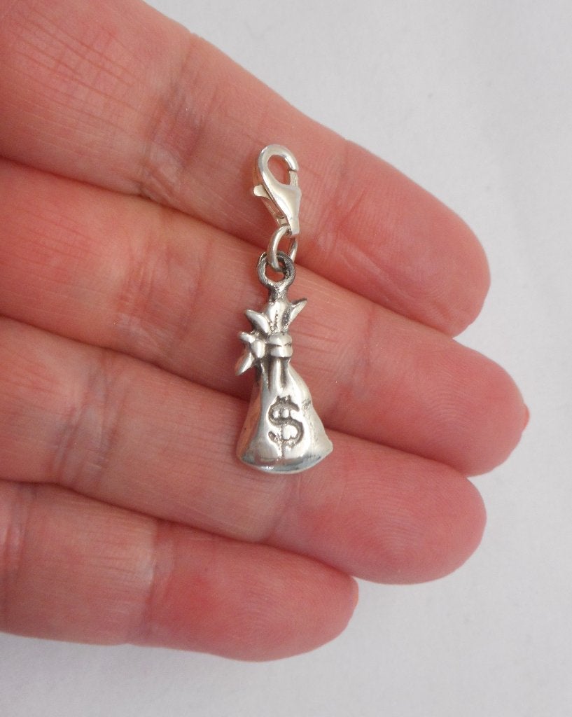 Zilveren afneembare Charm bedel geldbuidel nr.914, Overige merken, Verzenden, Zo goed als nieuw, 1 bedel