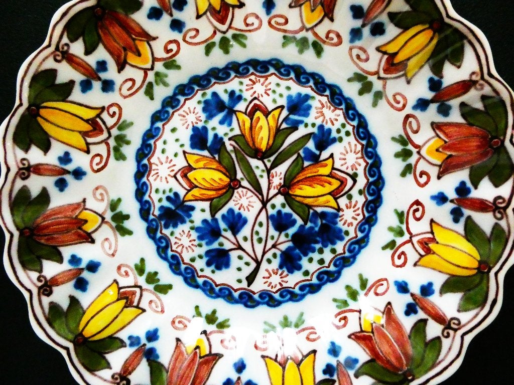 Makkum Tichelaar wandbordje polychrome met tulpen, Ophalen of Verzenden