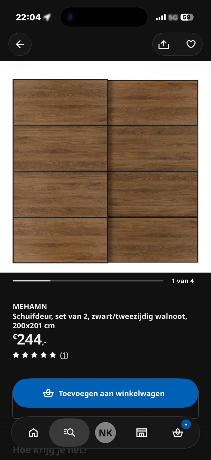 IKEA PAX MEHAMN Schuifdeuren Walnoot 200x66x201, Ophalen, Gebruikt, 200 cm of meer, 150 tot 200 cm