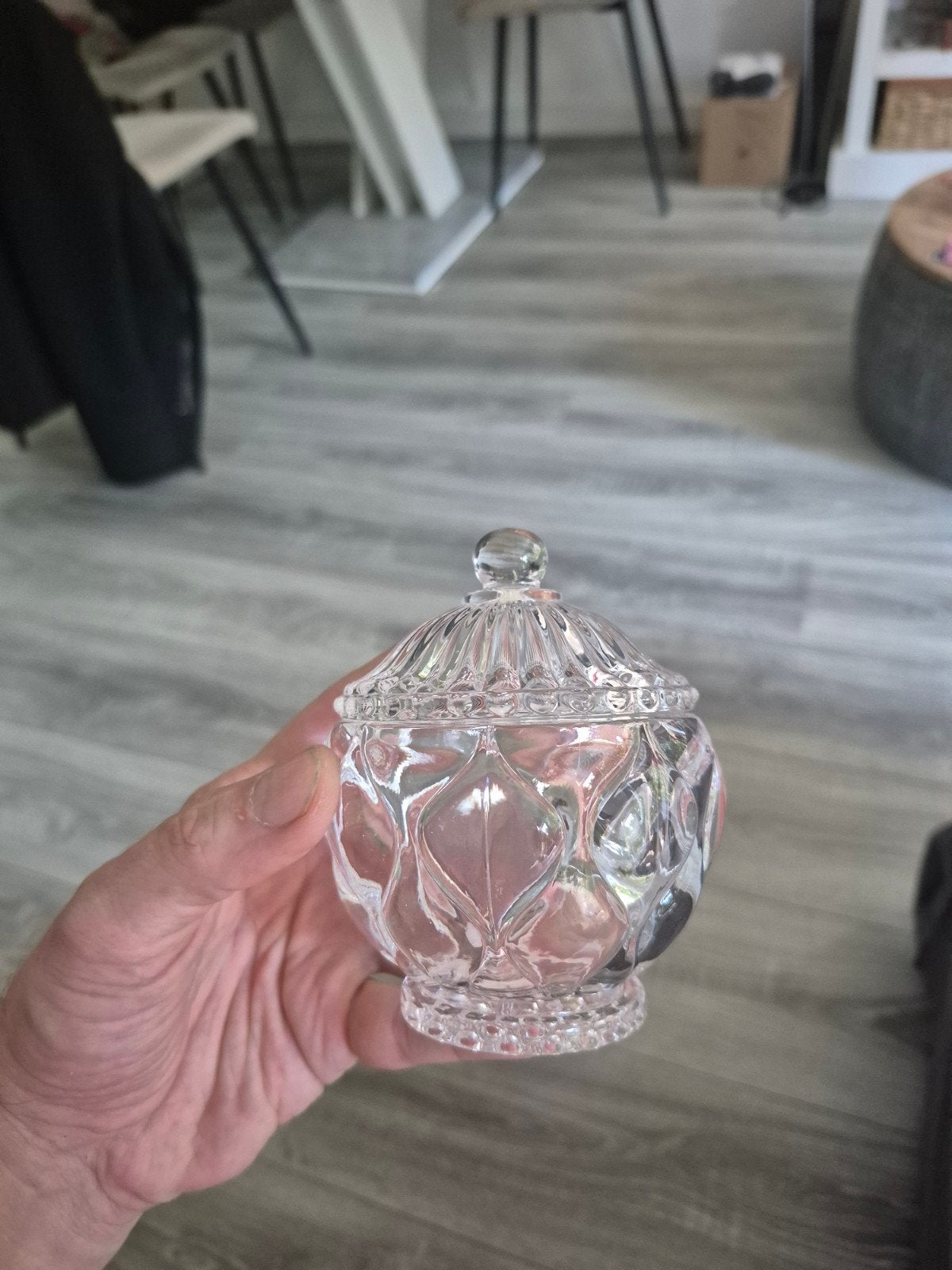 Glazen Bonbonnière / Snoeppotje met Deksel, Antiek en Kunst, Ophalen of Verzenden