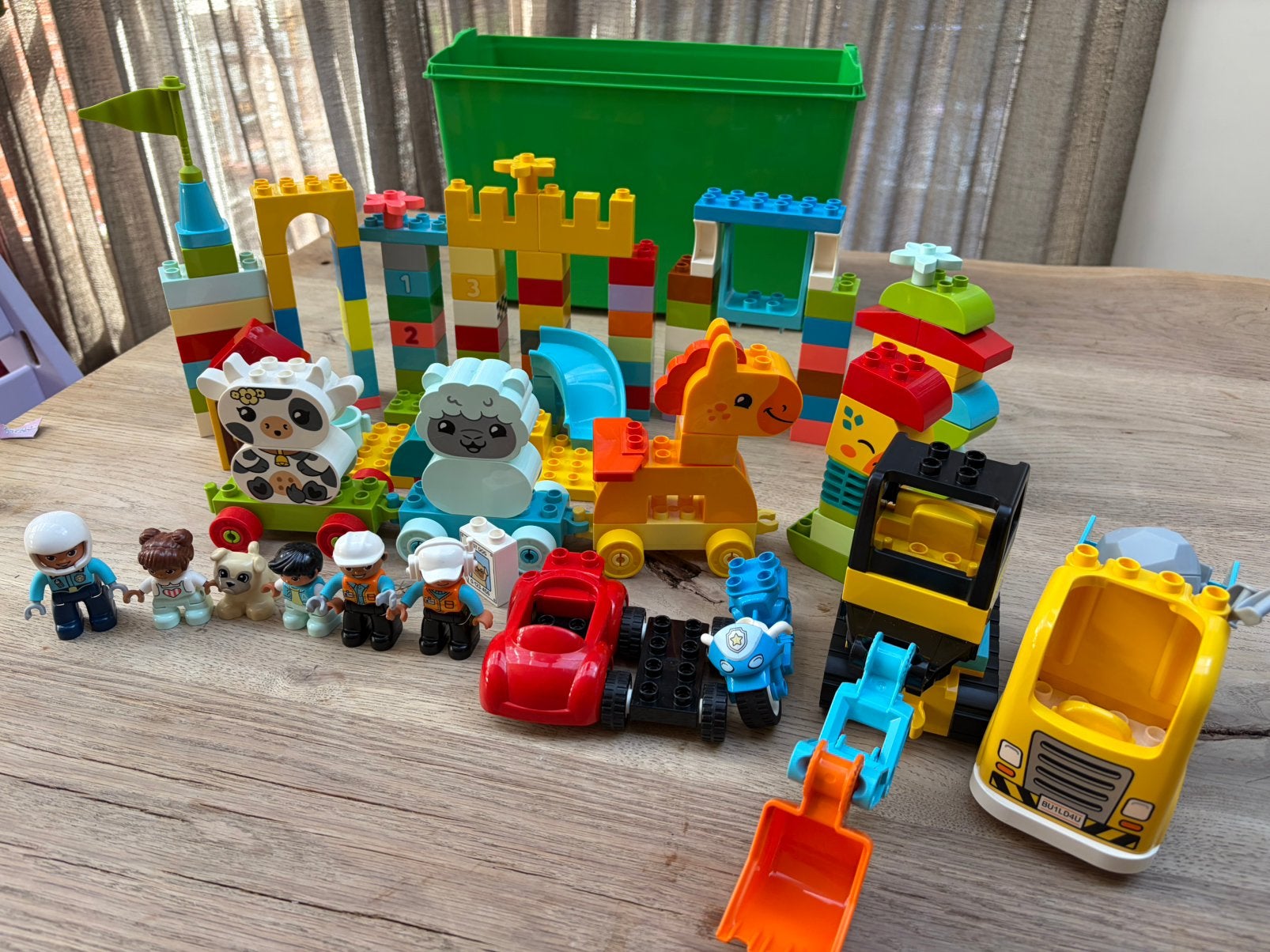 Grote doos met losse blokken, diverse DUPLO sets en figuren, Ophalen of Verzenden, Zo goed als nieuw, Duplo