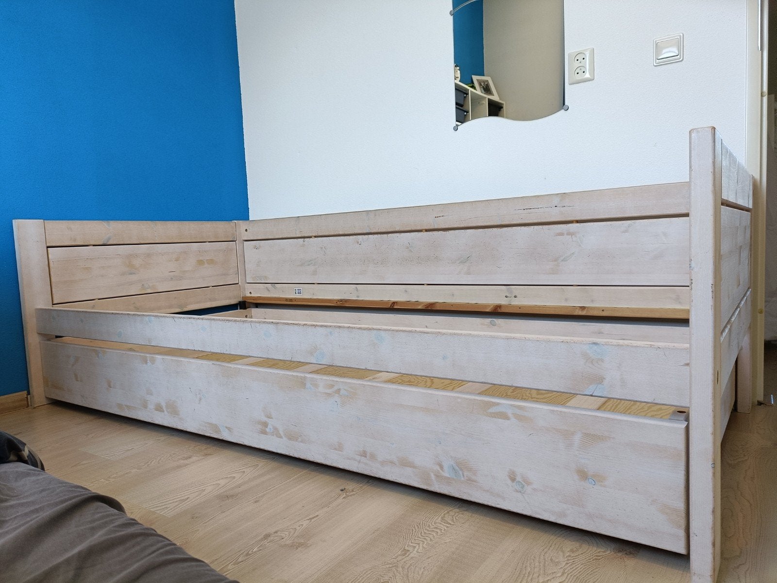 Basisbed 90x200 cm, Huis en Inrichting, Slaapkamer | Bedden, Ophalen, Gebruikt, 90 cm, Rustiek
