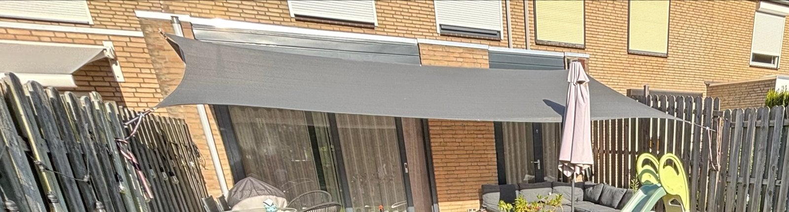 Groot schaduwdoek voor terras of tuin, Tuin en Terras, Schaduwdoeken, Ophalen, Gebruikt