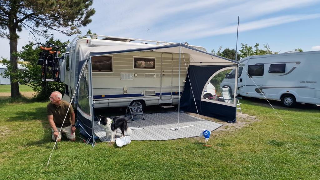 Caravan luifel met zijwanden (maat 8, grijs/blauw), Caravans en Kamperen, Voortenten en Luifels, Ophalen of Verzenden