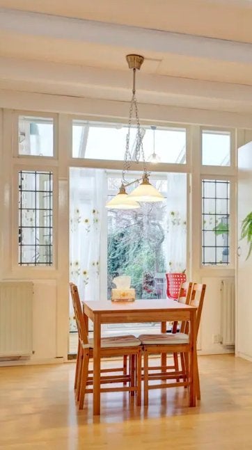 Hanglamp met twee glazen kappen - Gebruikt, Ophalen of Verzenden, Gebruikt, Glas, E27 (groot)