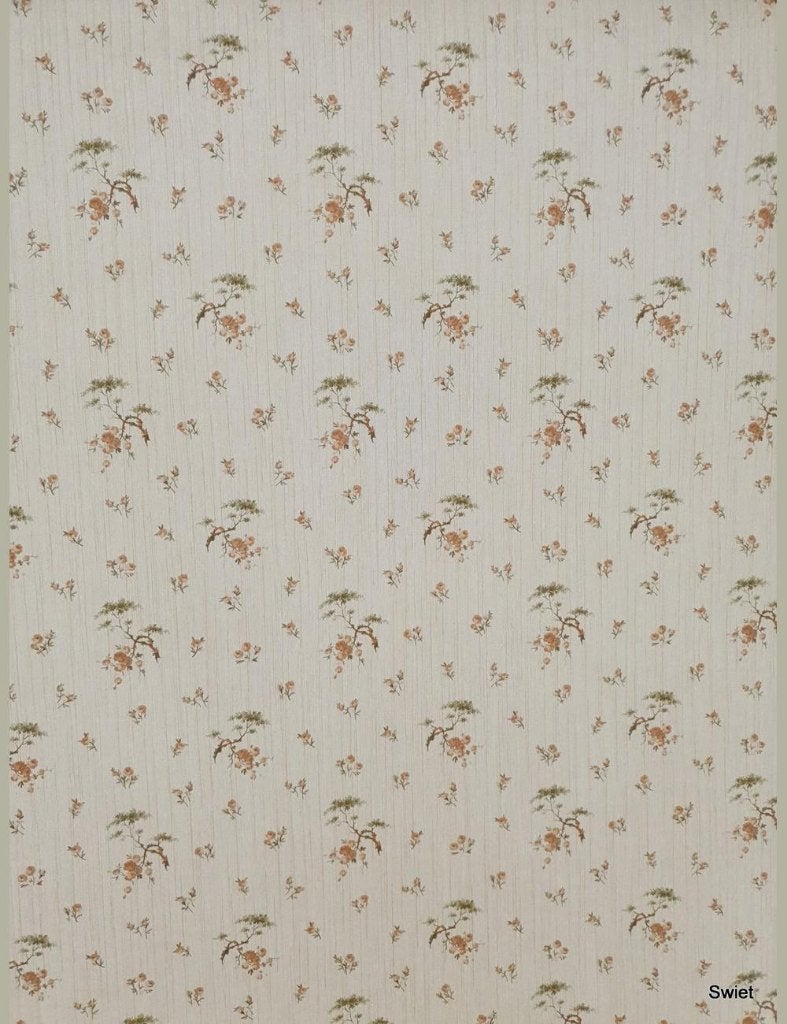 14015 vintage behang met takjes oosterse stijl swiet, Ophalen of Verzenden, Beige