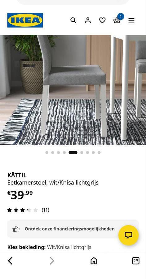 IKEA KÄTTIL eettafel set - zo goed als nieuw, Wit, Ophalen of Verzenden, Zo goed als nieuw, Vier