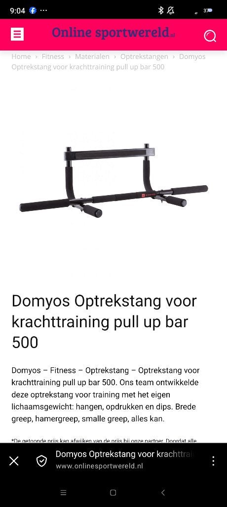Domyos optrek stang, Ophalen, Zo goed als nieuw