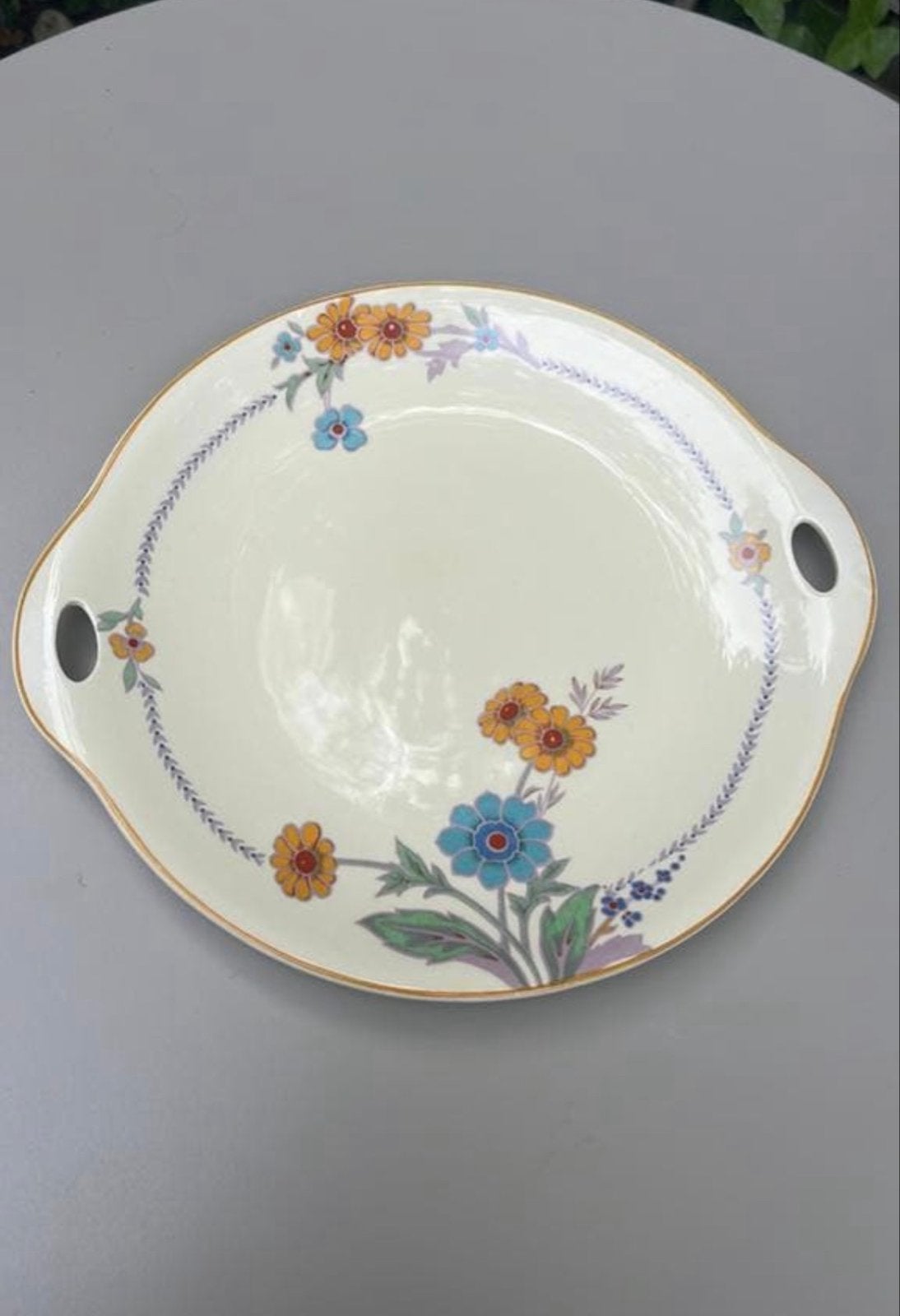 Vintage Woods Ivory Ware Schaal met Bloemendecor, Ophalen of Verzenden