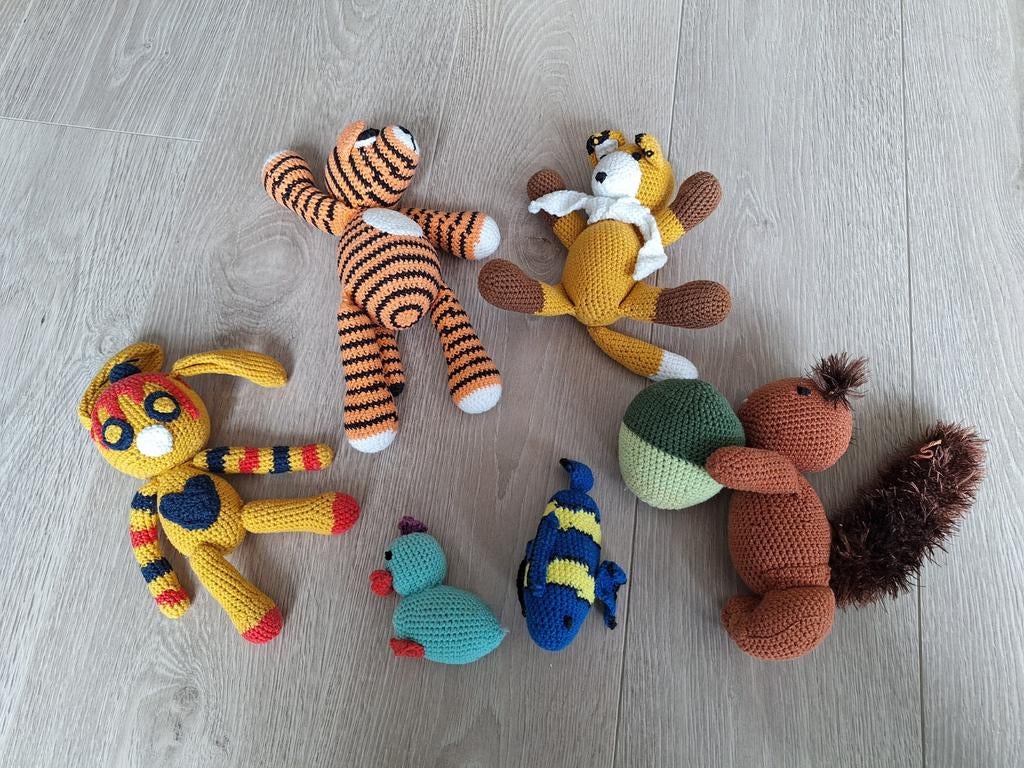 Gehaakte knuffels (6 stuks), Gebruikt, Handgemaakt, Overige typen, Ophalen of Verzenden