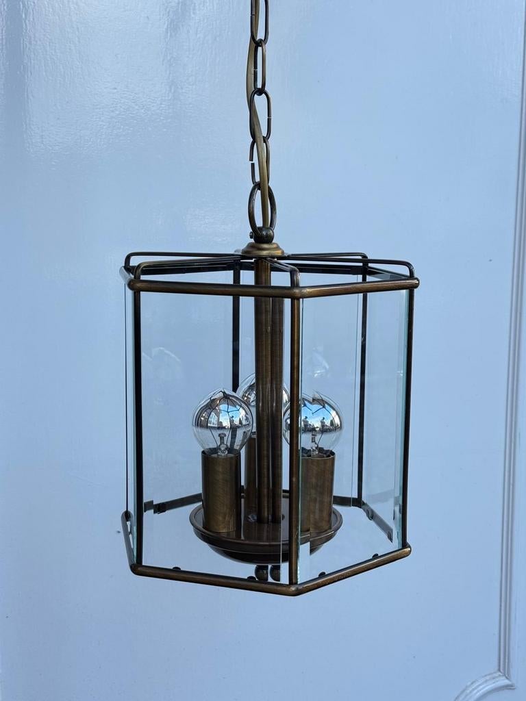 Vintage hanglamp met kristal glas. Door Master Light Italië, Glas, Art Deco, Vintage, Klassiek, Eclectisch, Ophalen of Verzenden