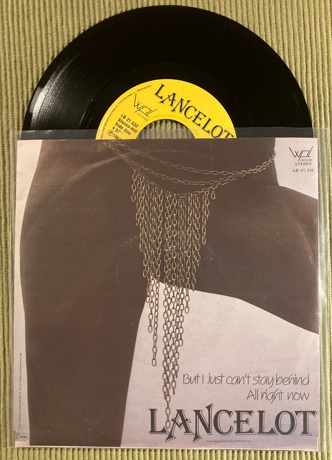 Vinyl single Lancelot - But I just can’t stay behind, 7 inch, Ophalen of Verzenden, Zo goed als nieuw, Rock en Metal