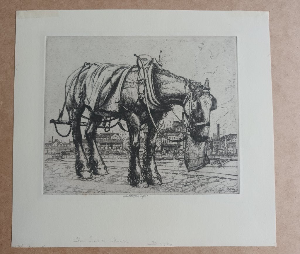Handgesigneerde ets van 1922 door Robert Sargent Austin, Dagelijks leven, 25 cm, Ets, Ophalen of Verzenden
