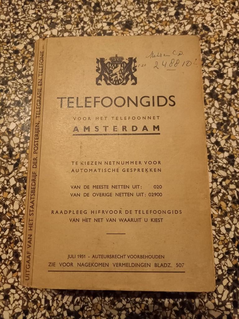 Telefoongids Amsterdam 1951, Ophalen of Verzenden