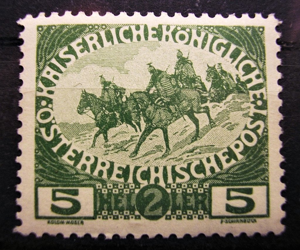 Oostenrijk 1e Wereldoorlog toeslagzegel cavalerie uit 1915, Ophalen of Verzenden, Overige soorten, Overige gebieden, Overige typen