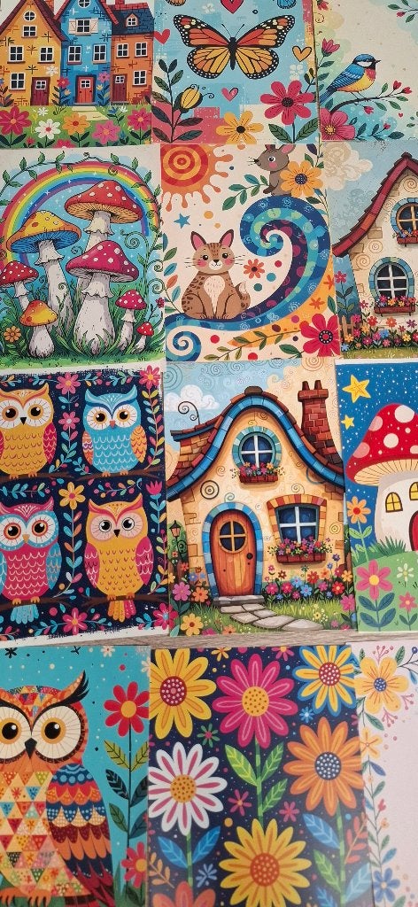 Set van 20 Ansichtkaarten Uilen, Bloemen, Huisjes & Dieren, Ophalen of Verzenden, 1980 tot heden, Ongelopen, Overige thema's
