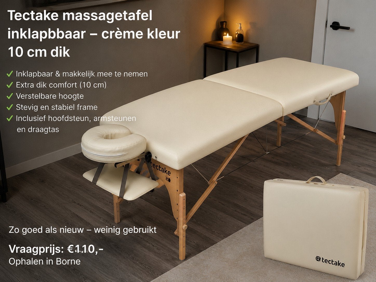 inklapbare massage tafel Tectake, Sport en Fitness, Massageproducten, Ophalen, Zo goed als nieuw, Massagetafel